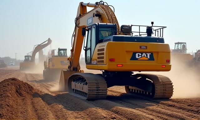 Excavadora pesada en construcción